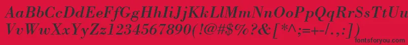 フォントBodoniLtItalic – 赤い背景に黒い文字