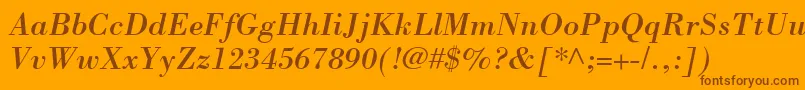 BodoniLtItalic-Schriftart – Braune Schriften auf orangefarbenem Hintergrund
