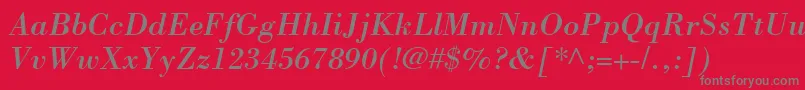 フォントBodoniLtItalic – 赤い背景に灰色の文字