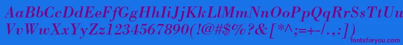 BodoniLtItalic-Schriftart – Violette Schriften auf blauem Hintergrund