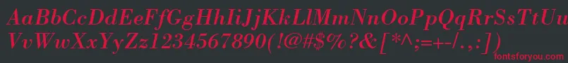 BodoniLtItalic Font – Red Fonts on Black Background