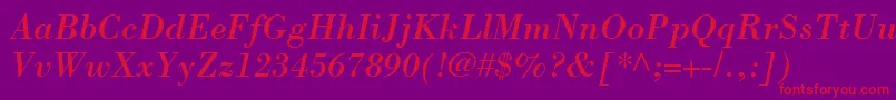 BodoniLtItalic Font – Red Fonts on Purple Background