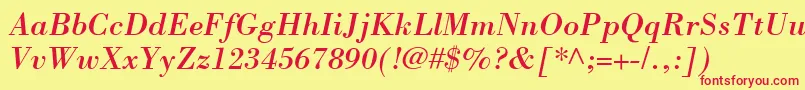 BodoniLtItalic Font – Red Fonts on Yellow Background