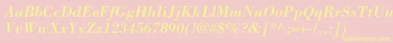 BodoniLtItalic-Schriftart – Gelbe Schriften auf rosa Hintergrund