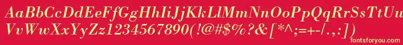 BodoniLtItalic Font – Yellow Fonts on Red Background