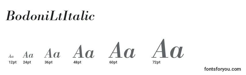 Размеры шрифта BodoniLtItalic