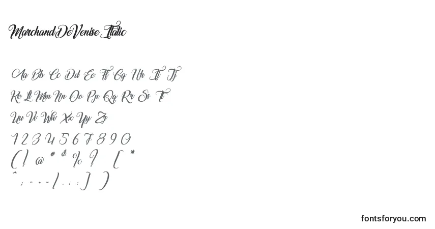 Fuente MarchandDeVeniseItalic - alfabeto, números, caracteres especiales