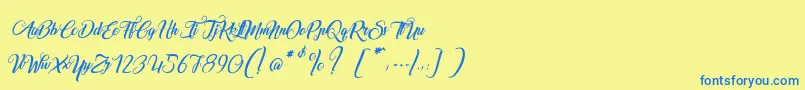 MarchandDeVeniseItalic Font – Blue Fonts on Yellow Background