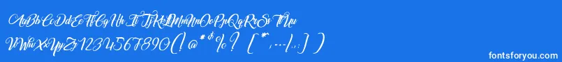 MarchandDeVeniseItalic-Schriftart – Weiße Schriften auf blauem Hintergrund