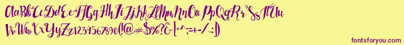 Weitere Informationen zur Lasermetal-Schriftart Lasermetal-Schriftart – Violette Schriften auf gelbem Hintergrund