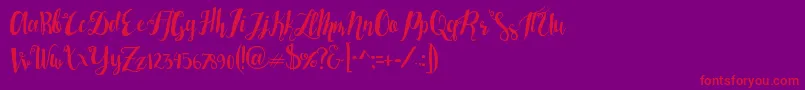 フォントLasermetal – 紫の背景に赤い文字