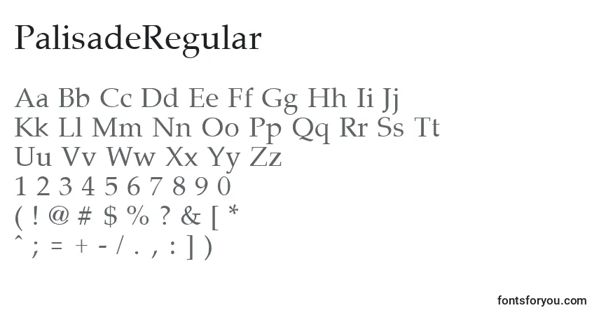 A fonte PalisadeRegular – alfabeto, números, caracteres especiais
