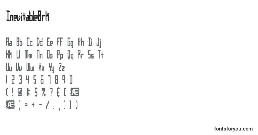 Czcionka InevitableBrk – alfabet, cyfry, specjalne znaki