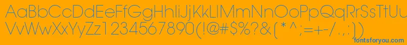TrendexLightSsiExtraLight-Schriftart – Blaue Schriften auf orangefarbenem Hintergrund
