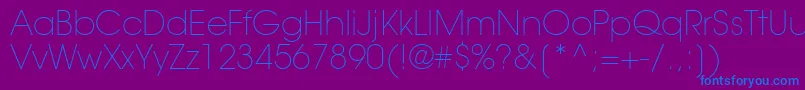 TrendexLightSsiExtraLight Font – Blue Fonts on Purple Background