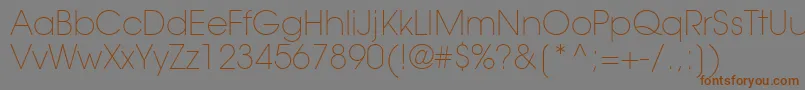 TrendexLightSsiExtraLight-Schriftart – Braune Schriften auf grauem Hintergrund