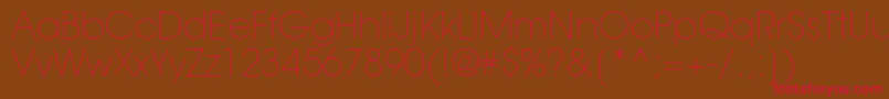 TrendexLightSsiExtraLight-Schriftart – Rote Schriften auf braunem Hintergrund