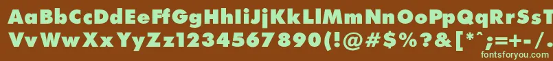 FuturaExtraBlackNormal-fontti – vihreät fontit ruskealla taustalla
