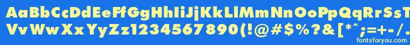 FuturaExtraBlackNormal-Schriftart – Gelbe Schriften auf blauem Hintergrund