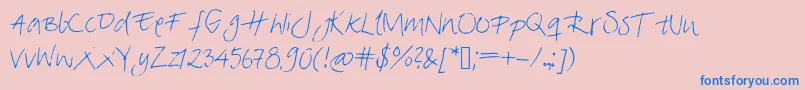 フォントMiasGreetings – ピンクの背景に青い文字