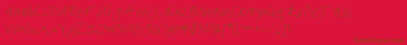 MiasGreetings-fontti – ruskeat fontit punaisella taustalla
