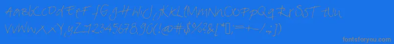 MiasGreetings-fontti – harmaat kirjasimet sinisellä taustalla