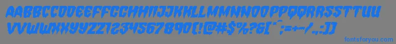 フォントHemogoblinexpandital – 灰色の背景に青い文字