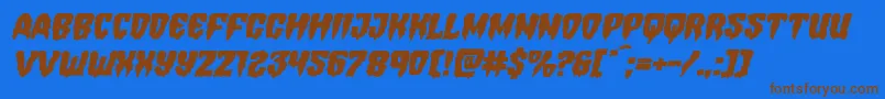 Hemogoblinexpandital Font – Brown Fonts on Blue Background
