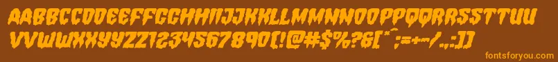 Hemogoblinexpandital-Schriftart – Orangefarbene Schriften auf braunem Hintergrund