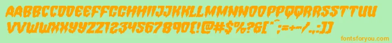 Hemogoblinexpandital-Schriftart – Orangefarbene Schriften auf grünem Hintergrund