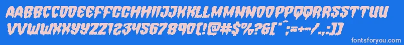 Hemogoblinexpandital-Schriftart – Rosa Schriften auf blauem Hintergrund