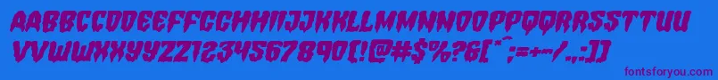 Hemogoblinexpandital Font – Purple Fonts on Blue Background