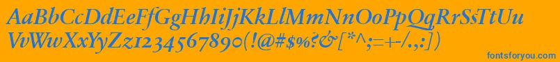 SabonnextLtDemiItalicOldStyleFigures Font – Blue Fonts on Orange Background