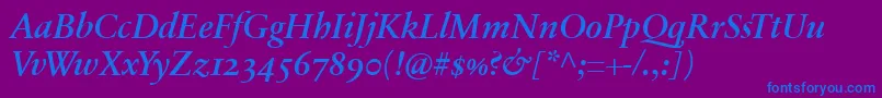 SabonnextLtDemiItalicOldStyleFigures Font – Blue Fonts on Purple Background