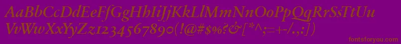 SabonnextLtDemiItalicOldStyleFigures Font – Brown Fonts on Purple Background