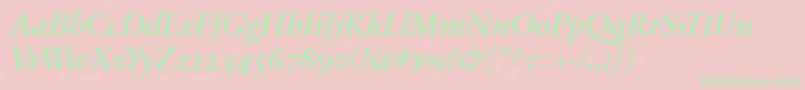 SabonnextLtDemiItalicOldStyleFigures-Schriftart – Grüne Schriften auf rosa Hintergrund