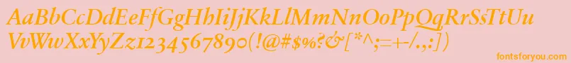 SabonnextLtDemiItalicOldStyleFigures Font – Orange Fonts on Pink Background
