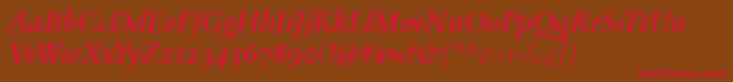 SabonnextLtDemiItalicOldStyleFigures Font – Red Fonts on Brown Background