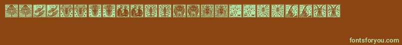 Tierkreis4-Schriftart – Grüne Schriften auf braunem Hintergrund