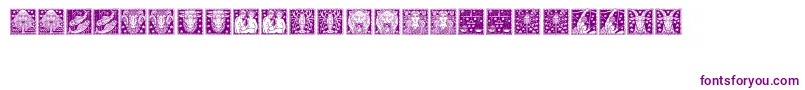 Tierkreis4-Schriftart – Violette Schriften auf weißem Hintergrund