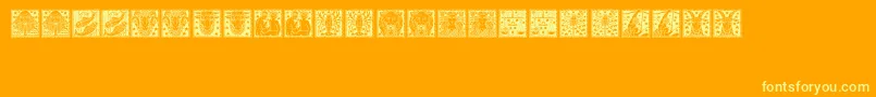 Tierkreis4-Schriftart – Gelbe Schriften auf orangefarbenem Hintergrund