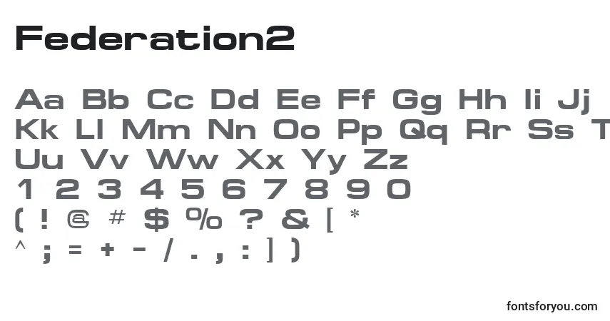 Schriftart Federation2 – Alphabet, Zahlen, spezielle Symbole