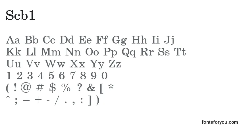 Schriftart Scb1 – Alphabet, Zahlen, spezielle Symbole