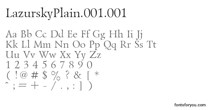 A fonte LazurskyPlain.001.001 – alfabeto, números, caracteres especiais