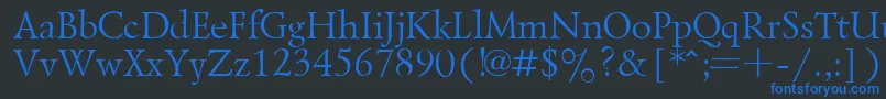 LazurskyPlain.001.001-fontti – siniset fontit mustalla taustalla