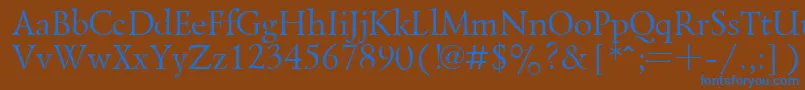 Czcionka LazurskyPlain.001.001 – niebieskie czcionki na brązowym tle