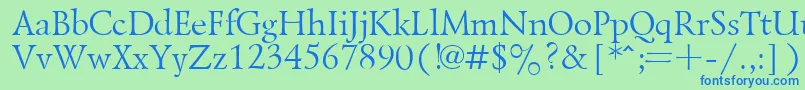 Czcionka LazurskyPlain.001.001 – niebieskie czcionki na zielonym tle