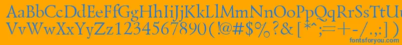 LazurskyPlain.001.001-fontti – siniset fontit oranssilla taustalla