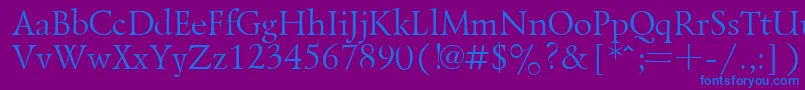 LazurskyPlain.001.001-fontti – siniset fontit violetilla taustalla