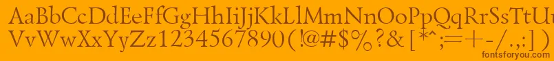 Czcionka LazurskyPlain.001.001 – brązowe czcionki na pomarańczowym tle